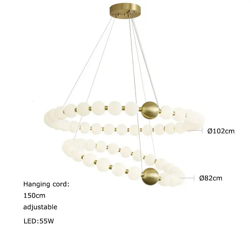 Modern gold led chandelier necklace lighting for dining room
