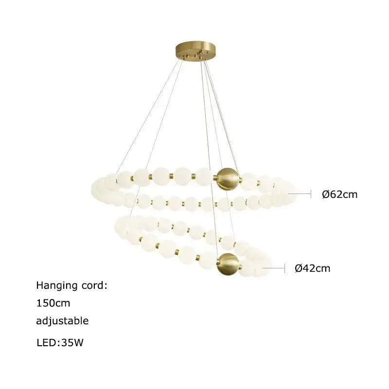 Modern gold led chandelier necklace lighting for dining room