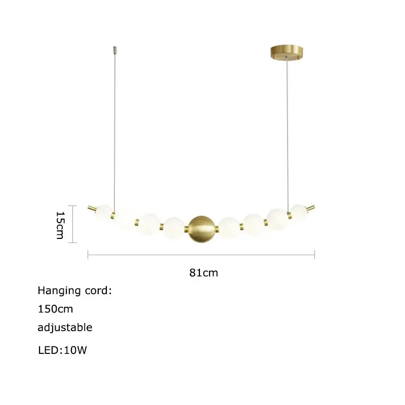 Modern gold led chandelier necklace lighting for dining room