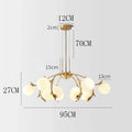 Modern gold branching led chandelier pendant for dining room