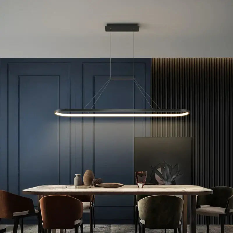 Modern gold rectangular led chandelier pendant light for dining room