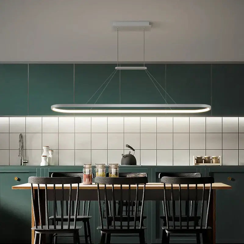 Modern gold rectangular led chandelier pendant light for dining room