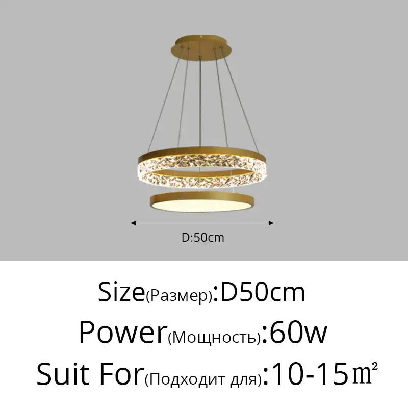 Modern gold textured crystal led chandelier pendant light dining room