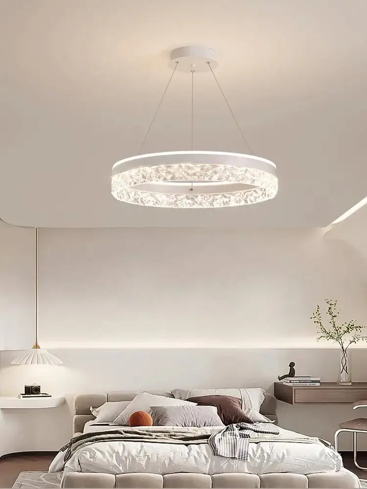 Modern gold textured crystal led chandelier pendant light dining room
