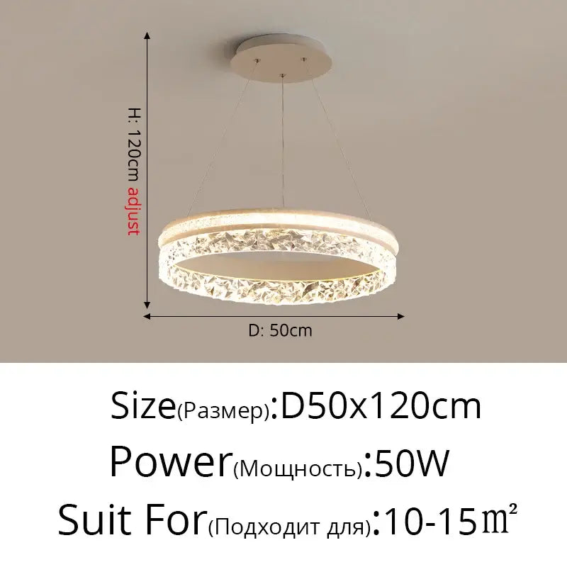 Modern gold textured crystal led chandelier pendant light dining room
