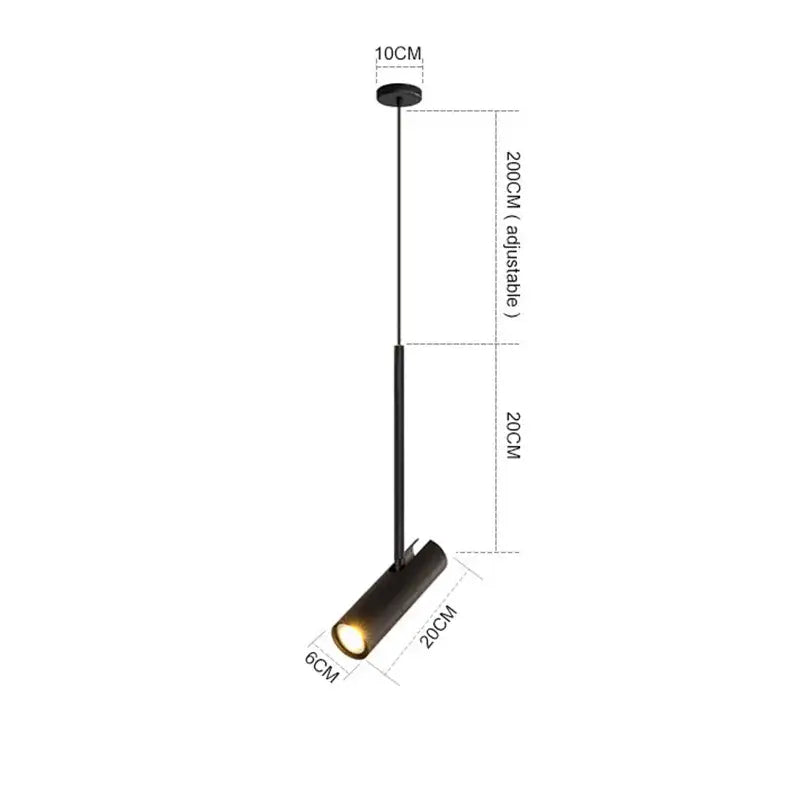 Modern black cylindrical pendant lighting dining room adjustable heads