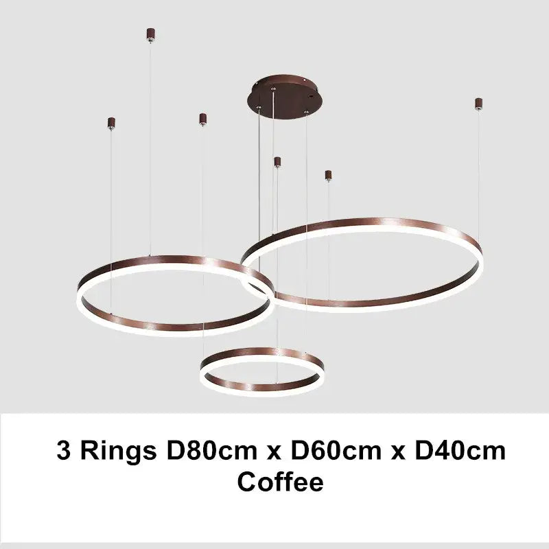 Modern coffee gold led chandelier rings – dining room pendant light