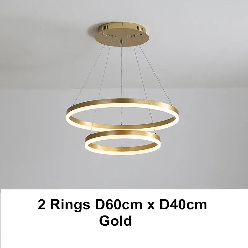 Modern coffee gold led chandelier rings – dining room pendant light