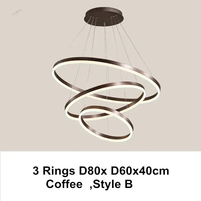 Modern coffee gold led chandelier rings – dining room pendant light