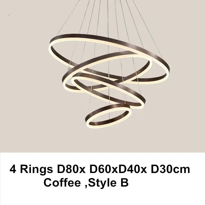 Modern coffee gold led chandelier rings – dining room pendant light