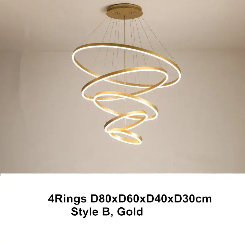 Modern coffee gold led chandelier rings – dining room pendant light