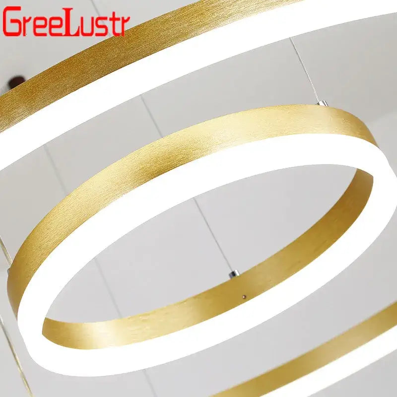 Modern coffee gold led chandelier rings – dining room pendant light