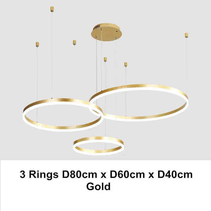 Modern coffee gold led chandelier rings – dining room pendant light
