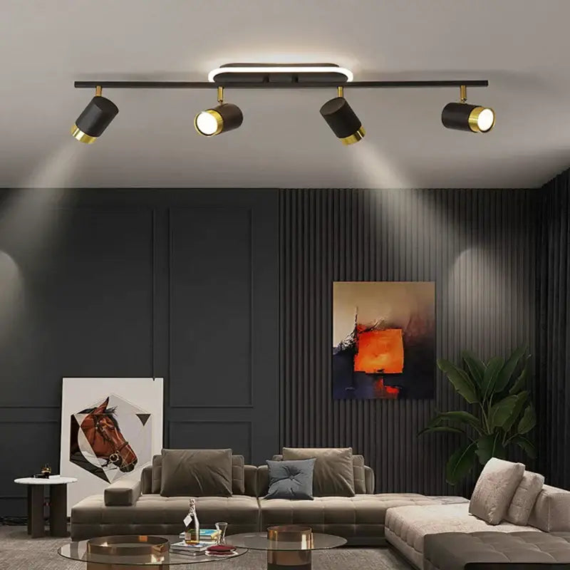 Decorbites led chandelier black & gold spotlight for living room