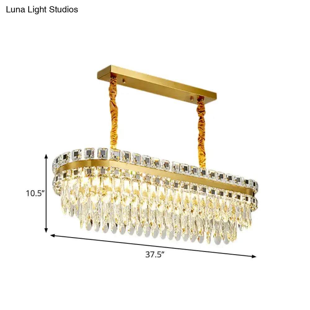 DecorBites™ LED Crystal Drop Oval Island Light - Modern Clear Dining Room Fixture