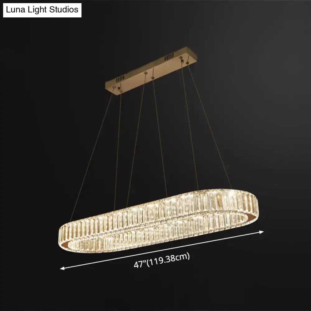 DecorBites™ LED Crystal Pendant Light for Restaurant with Stainless Steel Island Design