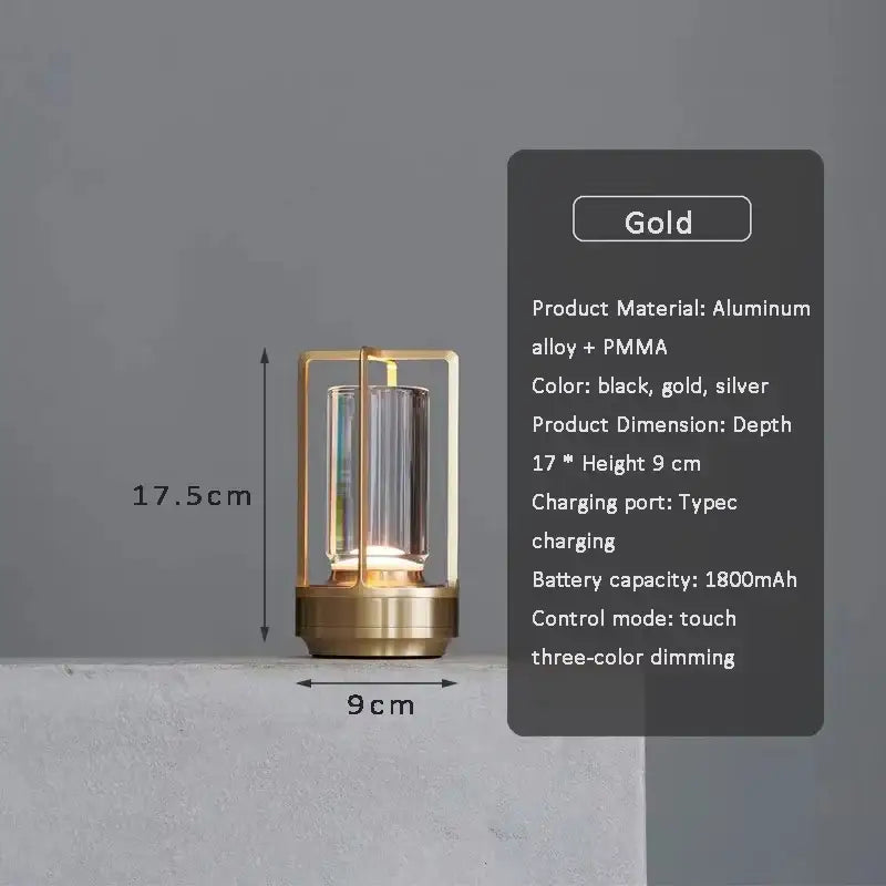 DecorBites™ LED crystal table lamp Plastic Rechargeable touch night lamp Bedroom Bedside table lamp Restaurant decorative lamp