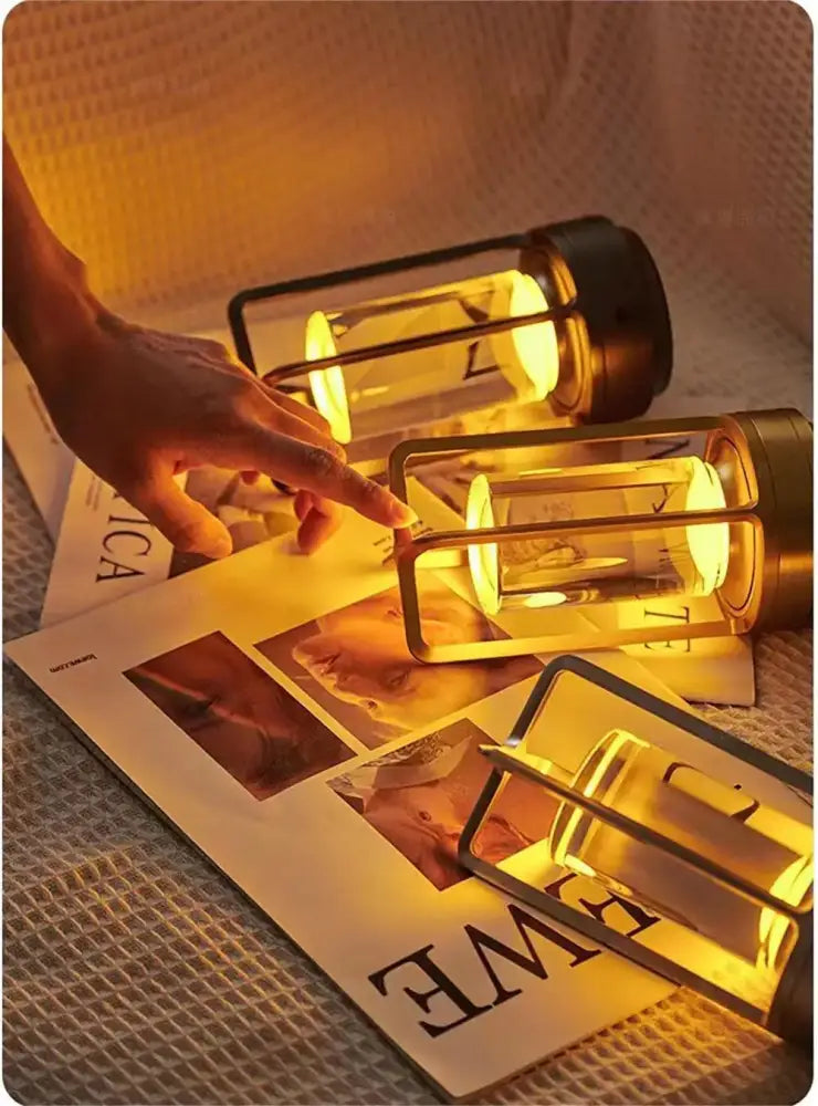 DecorBites™ LED crystal table lamp Plastic Rechargeable touch night lamp Bedroom Bedside table lamp Restaurant decorative lamp