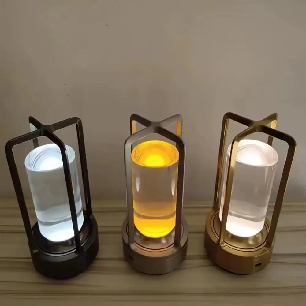 DecorBites™ LED crystal table lamp Plastic Rechargeable touch night lamp Bedroom Bedside table lamp Restaurant decorative lamp
