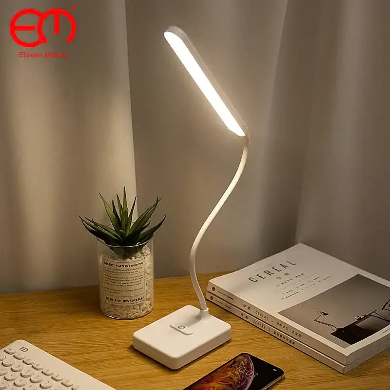 Modern white led foldable desk lamp bedroom touch dimmable light