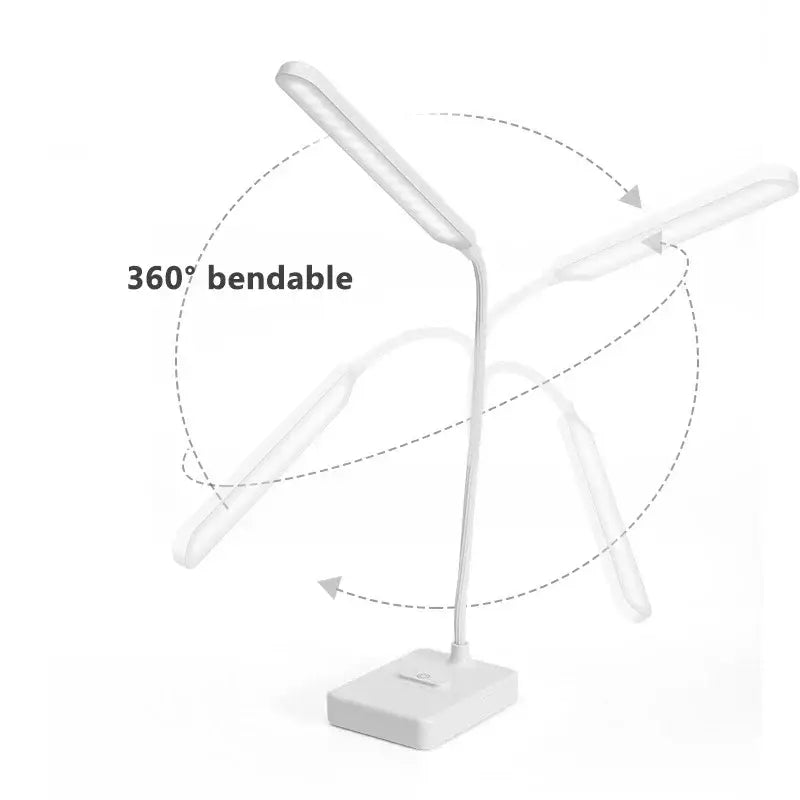Modern white led foldable desk lamp bedroom touch dimmable light