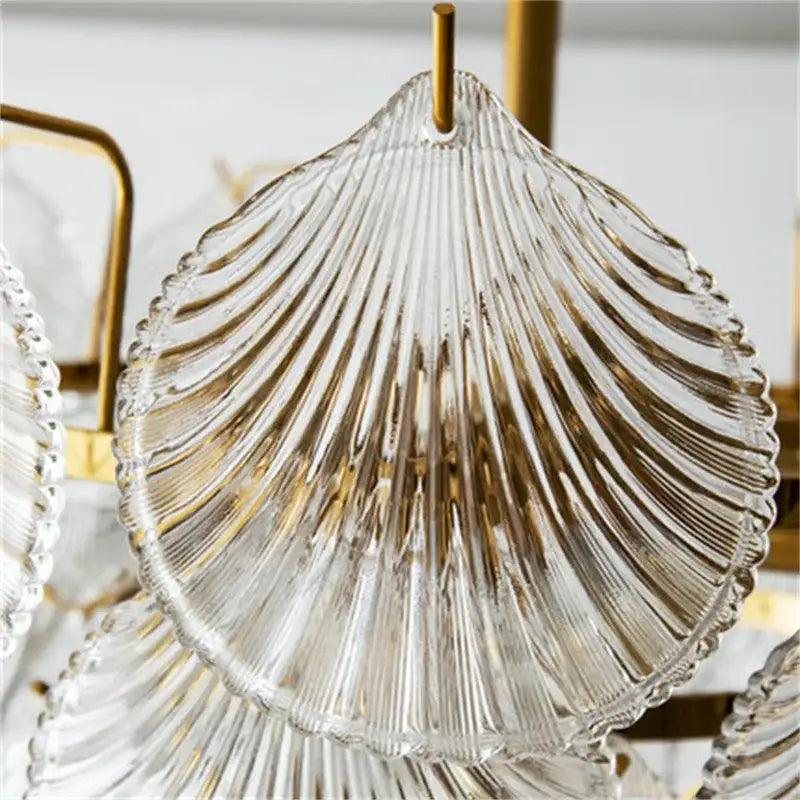 Modern gold frost glass shell chandelier dining room led light