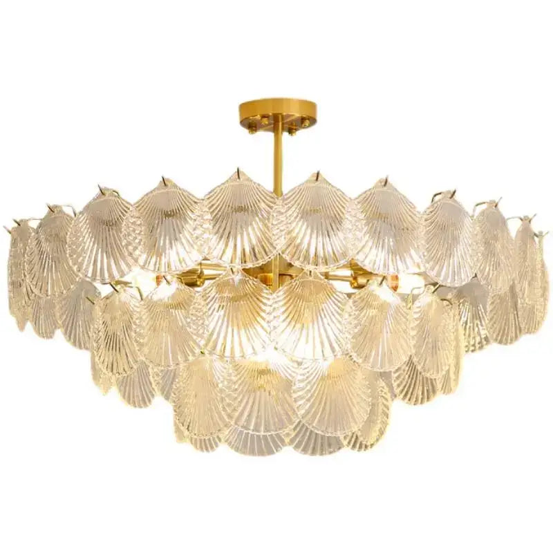 Modern gold frost glass shell chandelier dining room led light