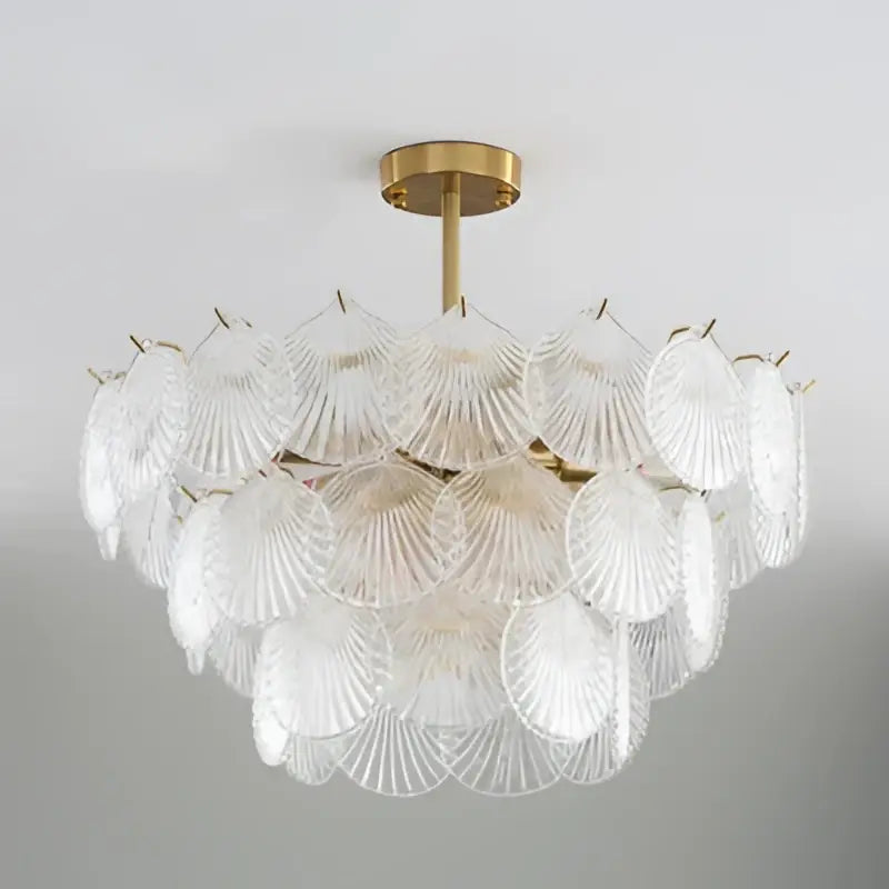 Modern gold frost glass shell chandelier dining room led light