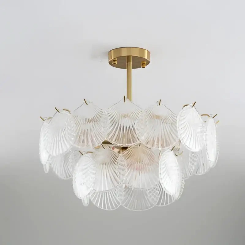 Modern gold frost glass shell chandelier dining room led light