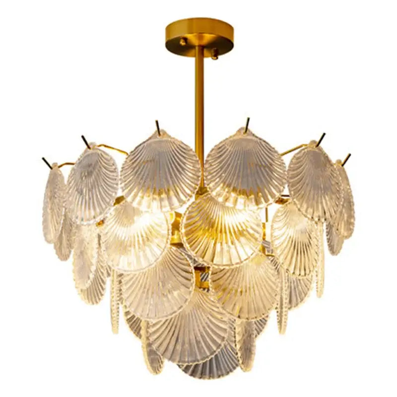 Modern gold frost glass shell chandelier dining room led light