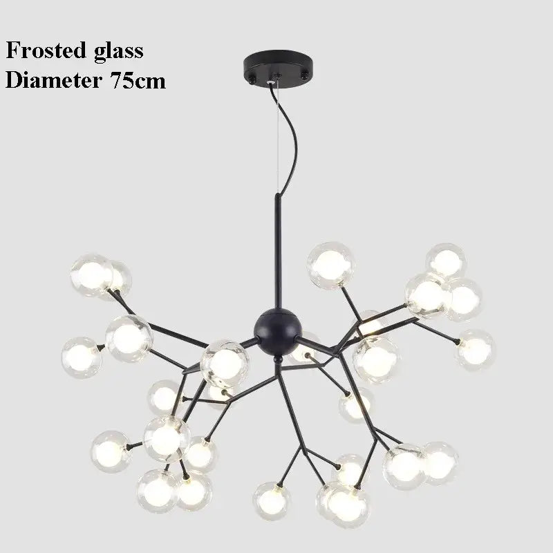 Modern black glass ball branch chandelier living room light