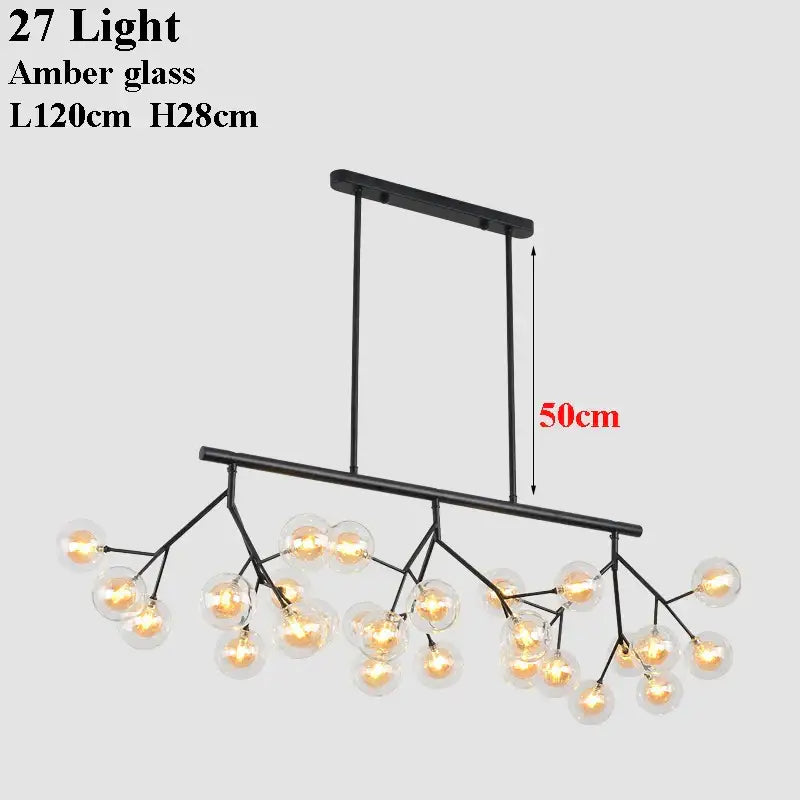 Modern black glass ball branch chandelier living room light