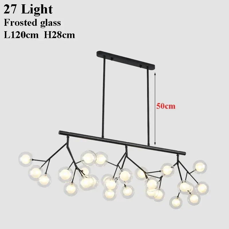 Modern black glass ball branch chandelier living room light