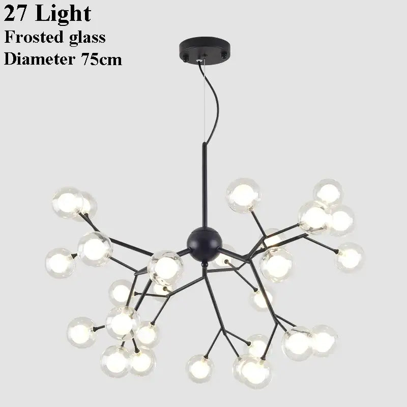 Modern black glass ball branch chandelier living room light