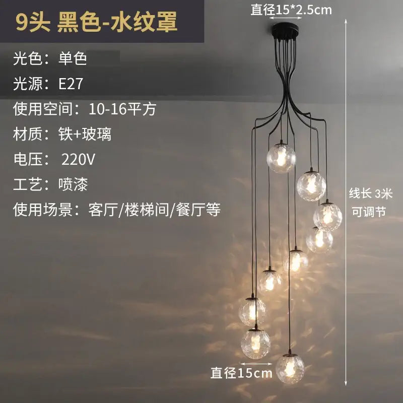 Modern brass led glass ball chandelier dining room pendant light