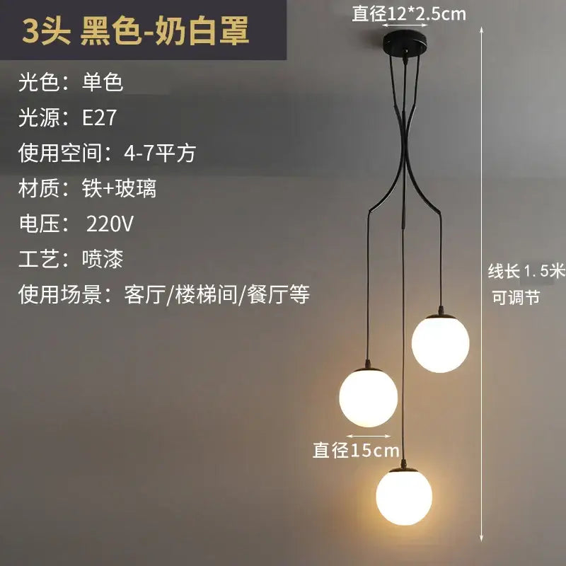 Modern brass led glass ball chandelier dining room pendant light