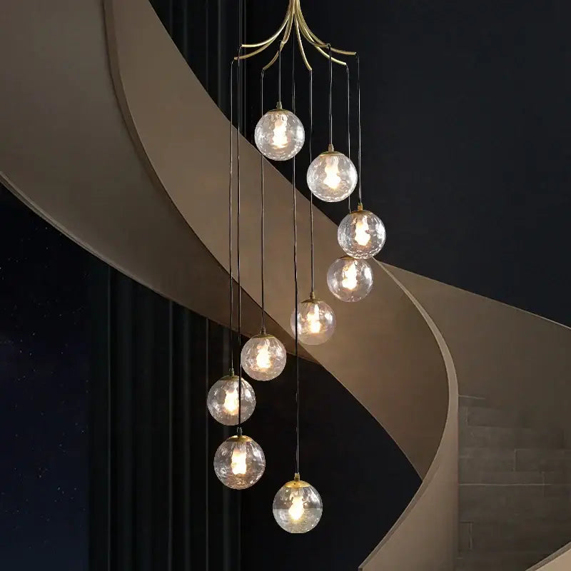 Modern brass led glass ball chandelier dining room pendant light
