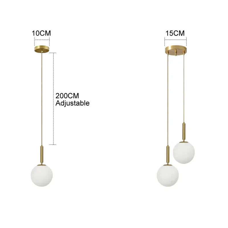 Modern gold glass ball chandelier dining room pendant light