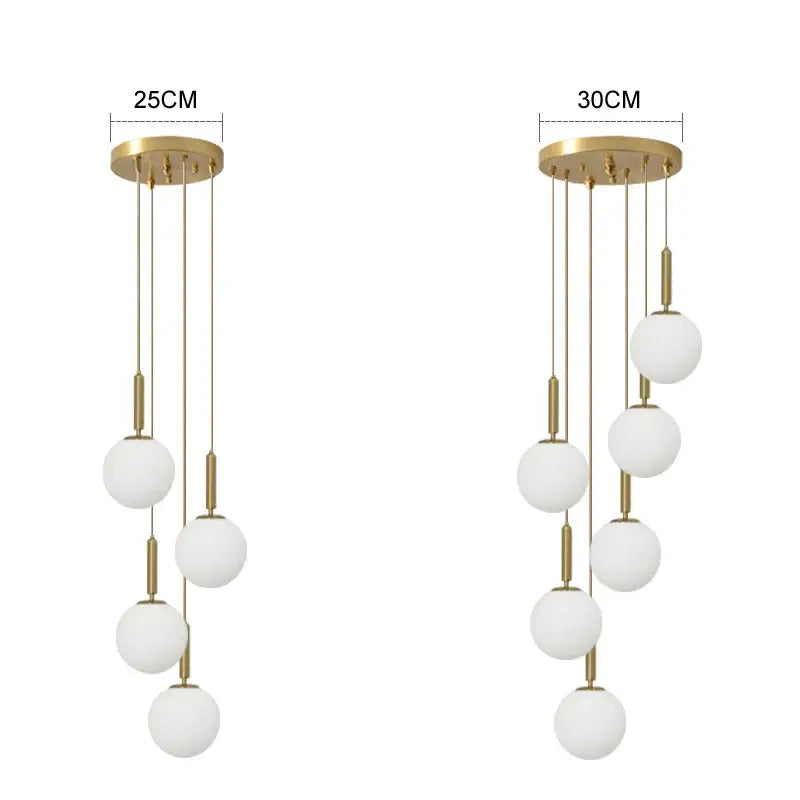 Modern gold glass ball chandelier dining room pendant light
