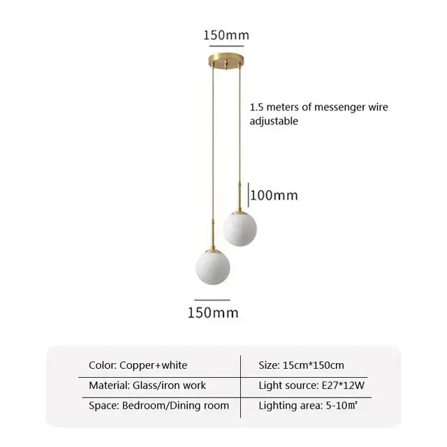 Modern gold led glass ball chandelier dining room pendant light