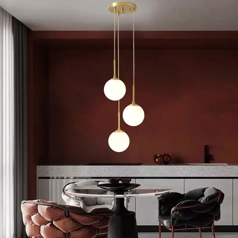 Modern gold led glass ball chandelier dining room pendant light