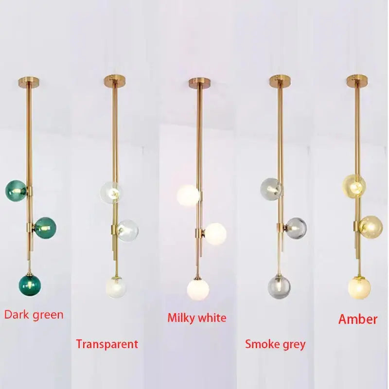 Modern emerald green glass ball pendant light brass dining room