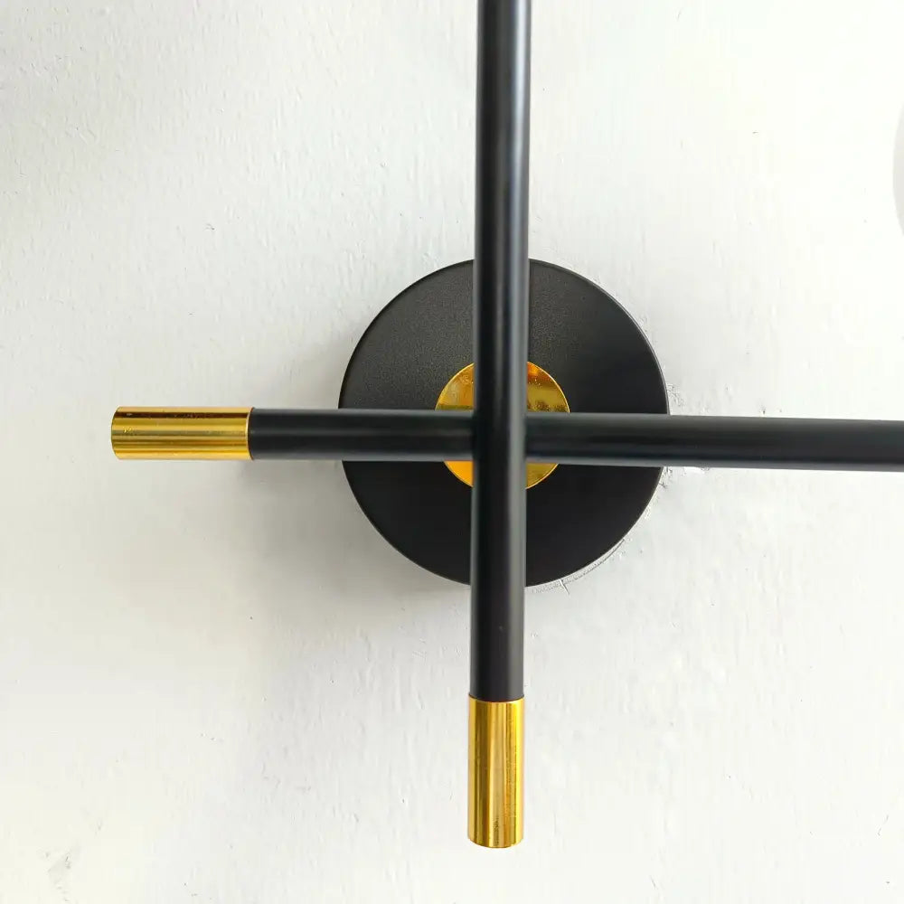 Modern black & brass led glass ball wall lamp bedroom sconce