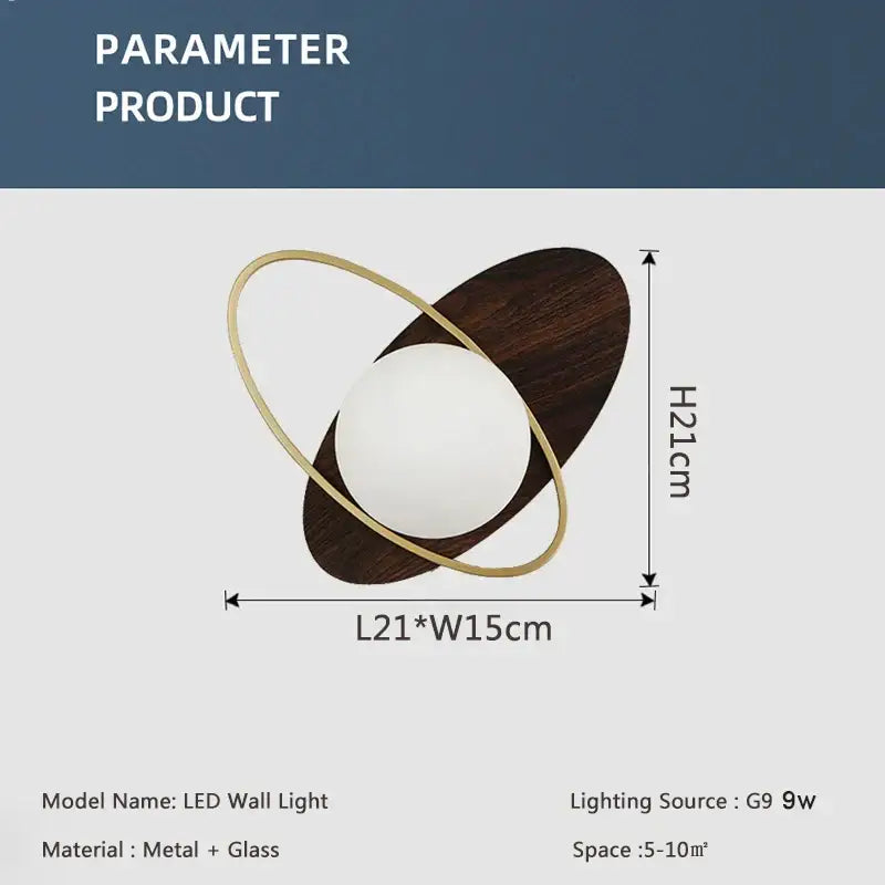 Modern gold & matte black led glass ball wall sconce bedroom light
