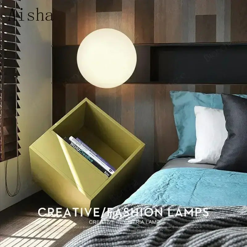 Minimalist matte white led glass ball wall sconce bedroom light