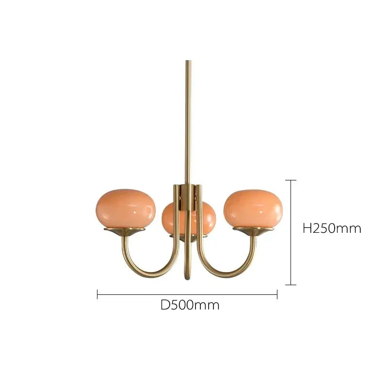 Modern brass and pink led glass balls chandelier bedroom light
