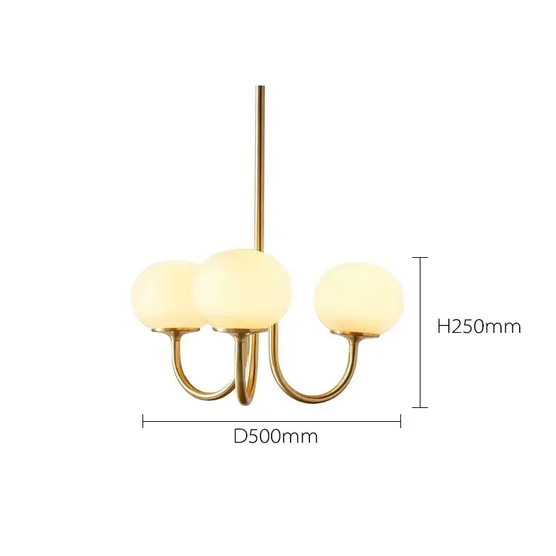 Modern brass and pink led glass balls chandelier bedroom light
