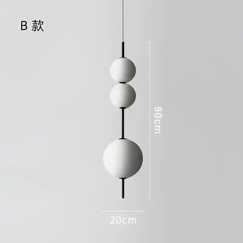 Modern white and black glass beads pendant chandelier dining room