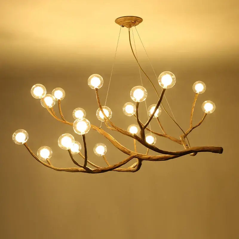 Bronze branch glass bubble chandelier dining room led glass light