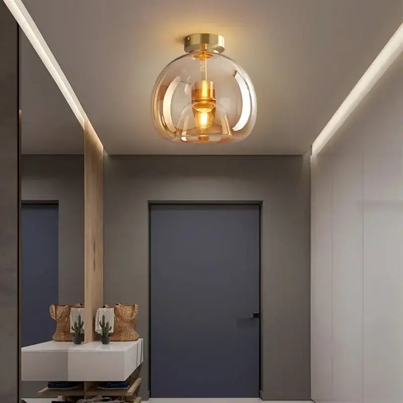 Modern brass & black led glass ceiling chandeliers – dining room